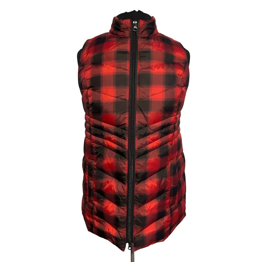 J.Jill Down Filled‎ Buffalo Plaid Puffer Vest size XS Petite